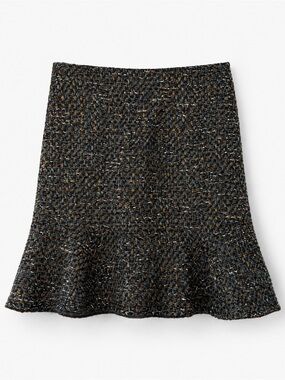 Ann Taylor Tweed Trumpet Skirt NWT Size 0 Teal Black Boucle Mini Career preppy